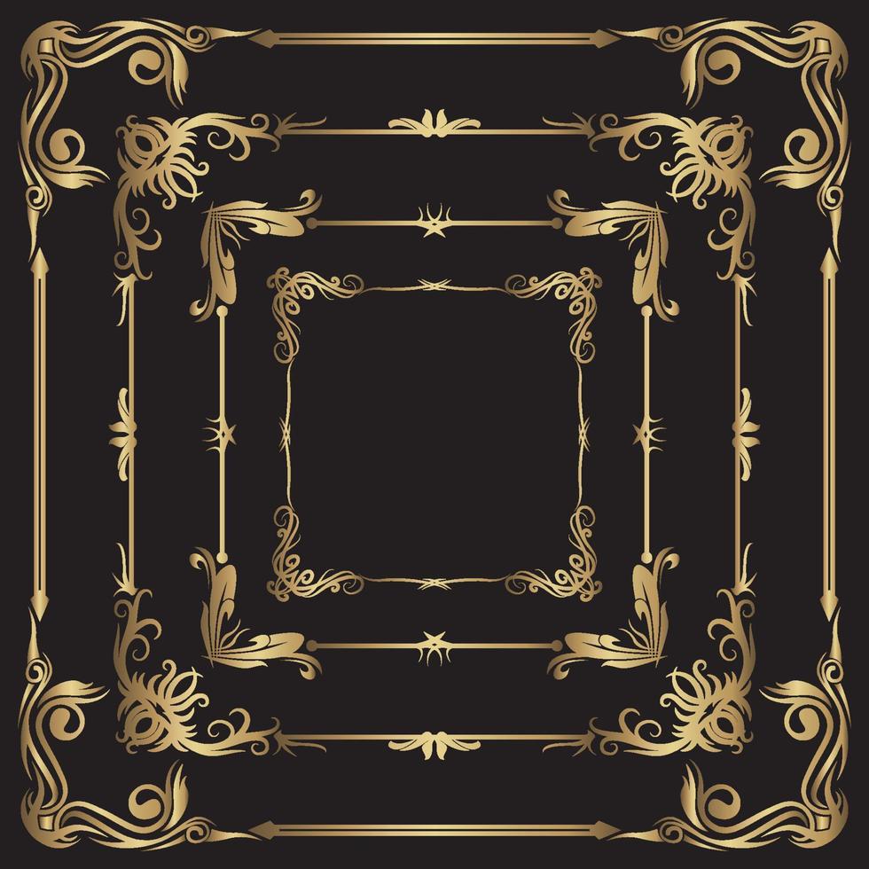 classic frame, gold border, corner decoration vector