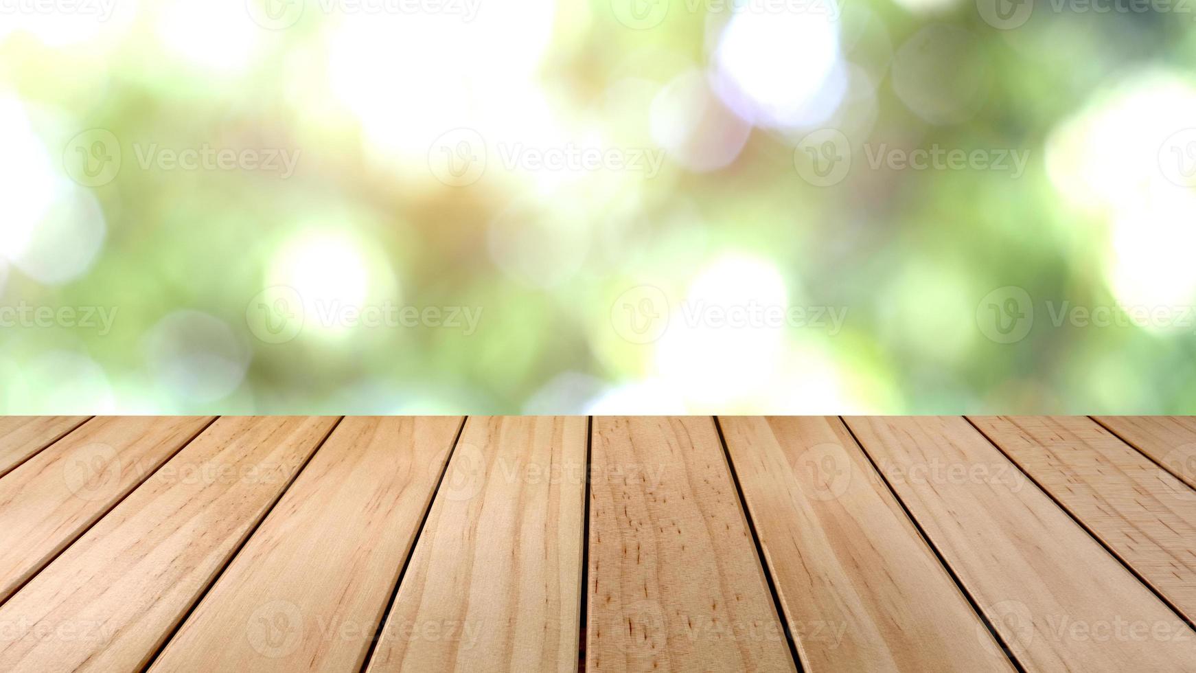 Empty space table for bokeh decoration and spring blur background. photo