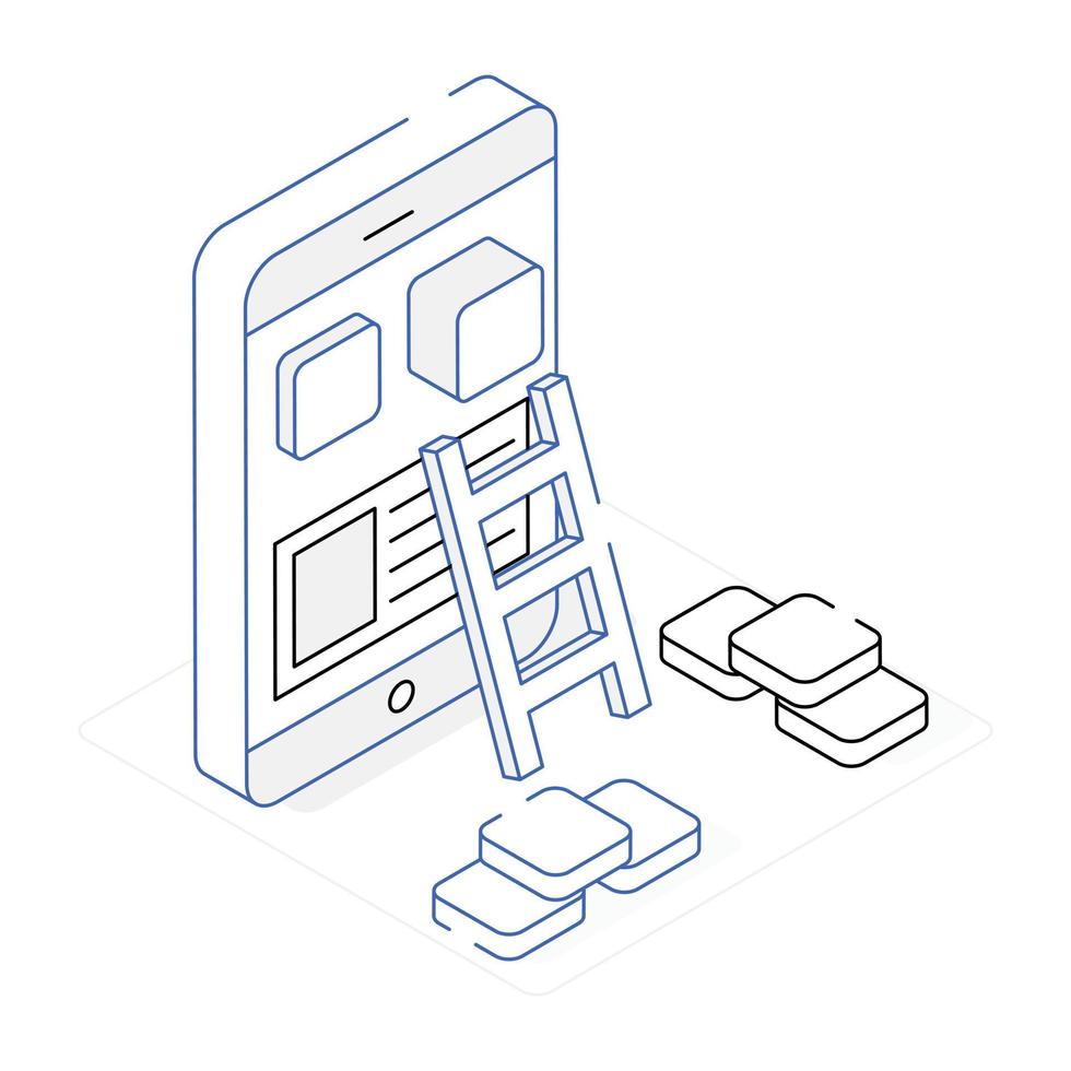 Trendy isometric icon of application building vector