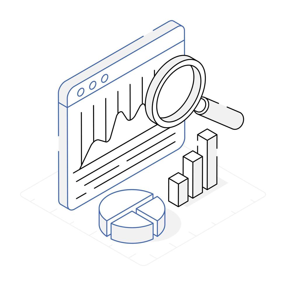 Premium isometric icon of website analysis vector