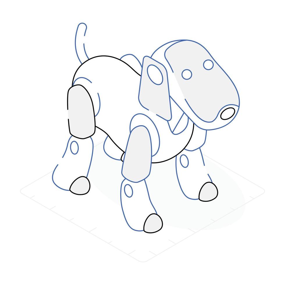 An editable isometric icon of robot dog vector