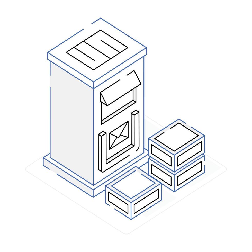 An isometric outline icon of delivery services vector