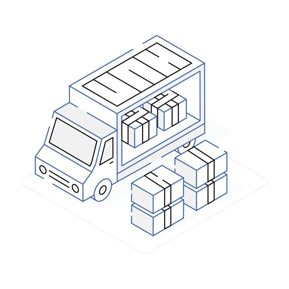 un icono de contorno isométrico de los servicios de entrega vector