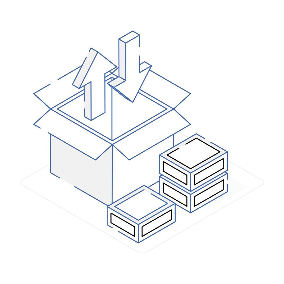 An isometric outline icon of delivery services vector