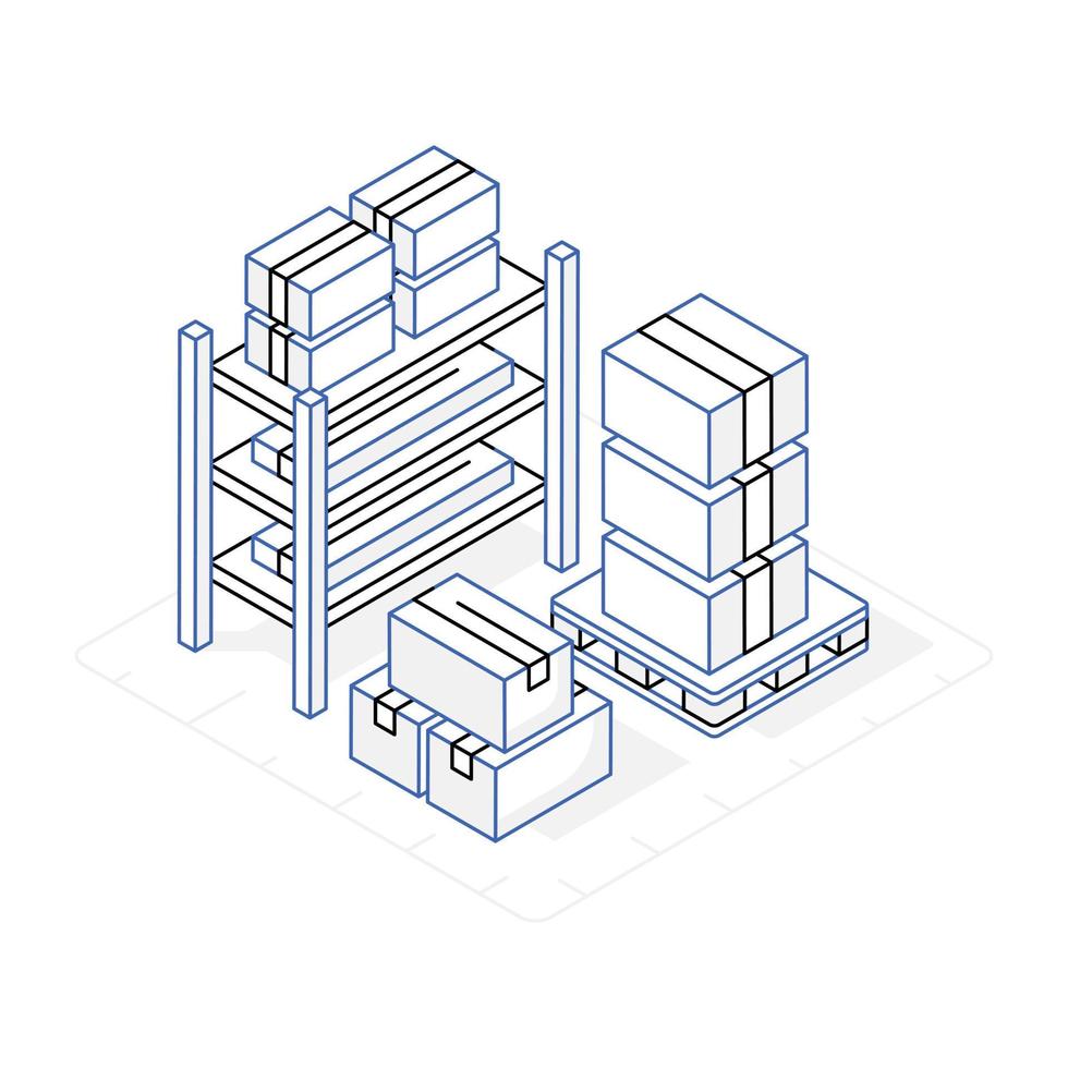 An isometric outline icon of delivery services vector