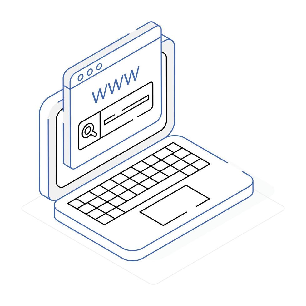 Web domain isometric icon of WWW vector