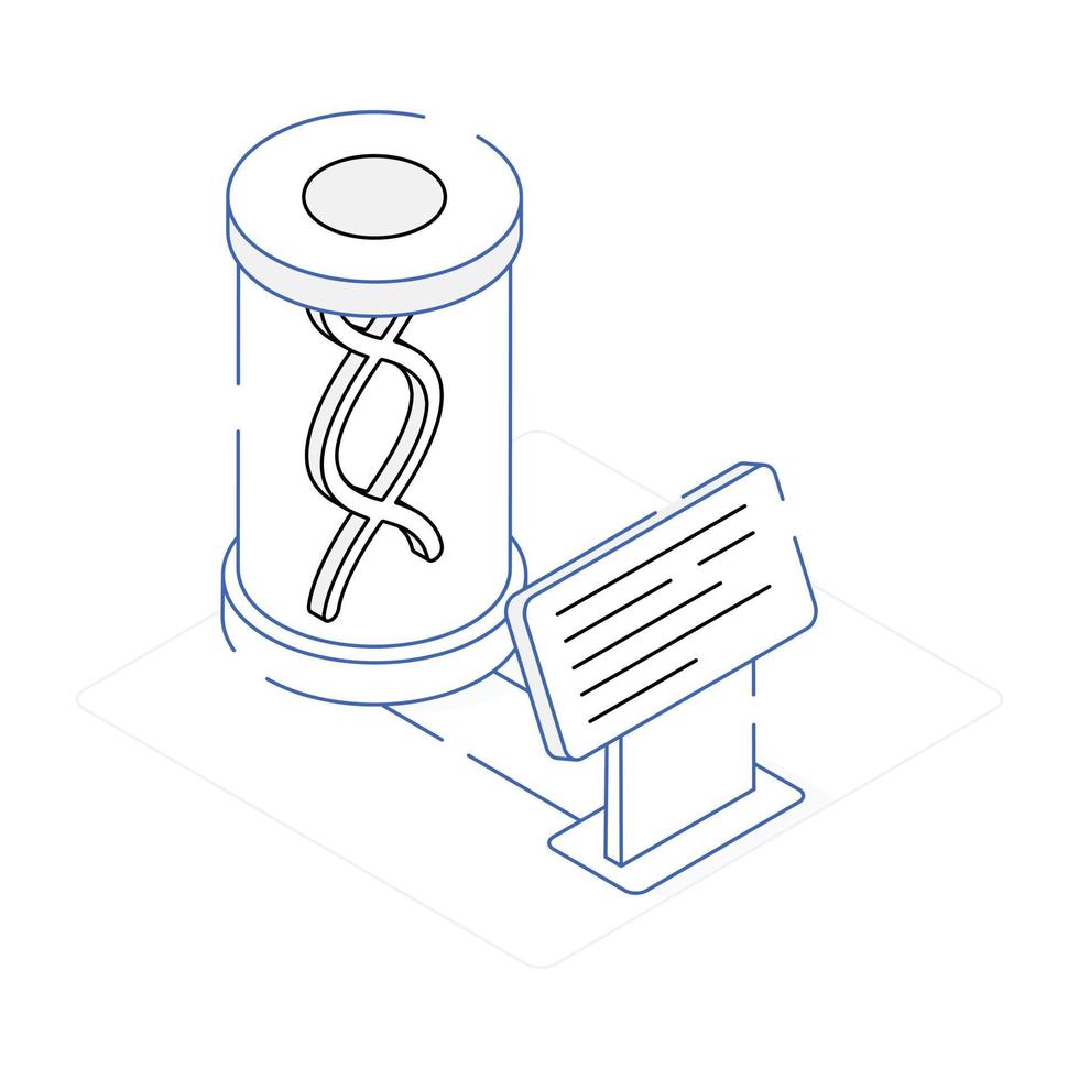 An isometric icon of DNA preservation vector