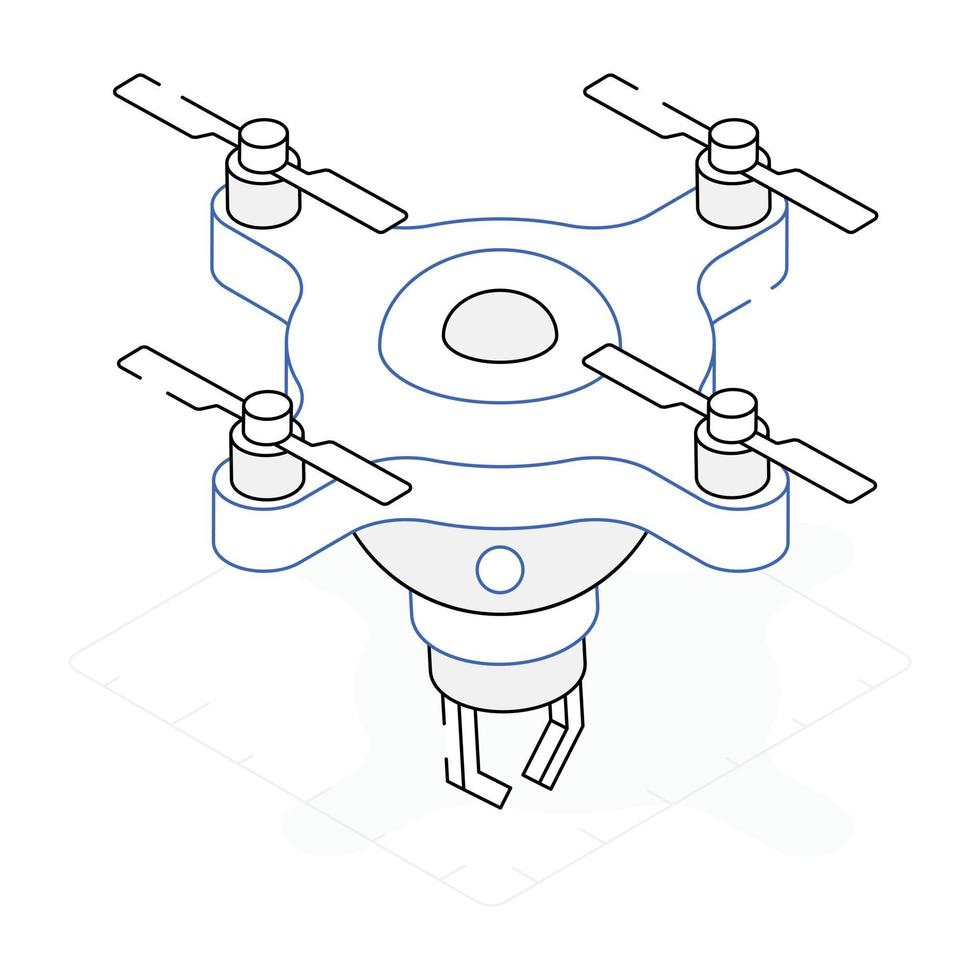 A modern isometric icon of drone camera vector