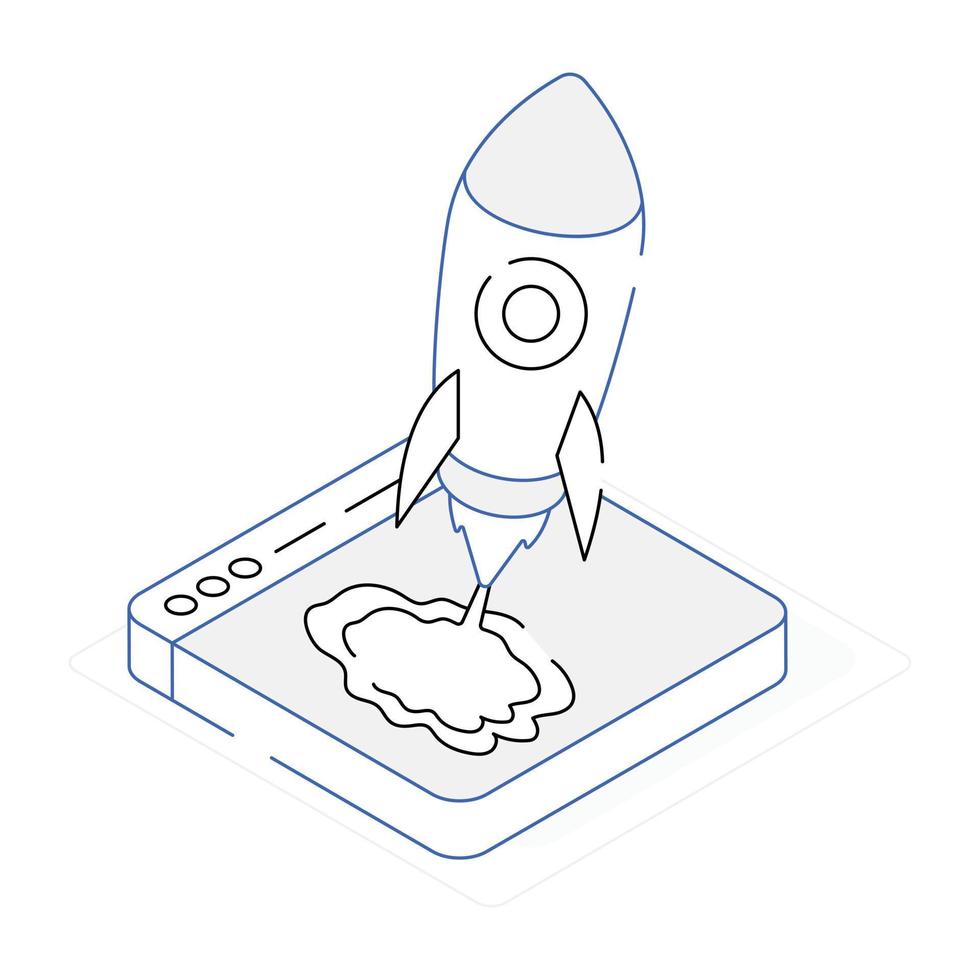 Premium isometric icon of website launch vector
