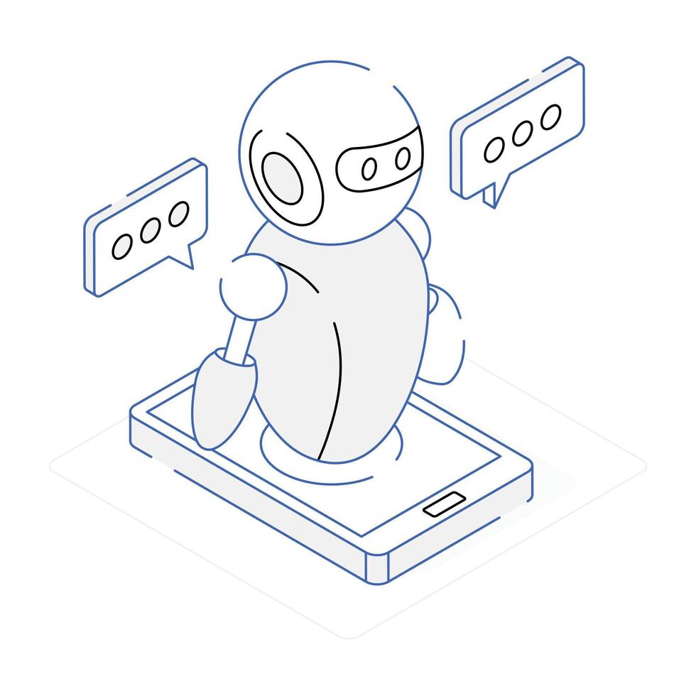 Outline isometric conceptual icon of auto chat vector