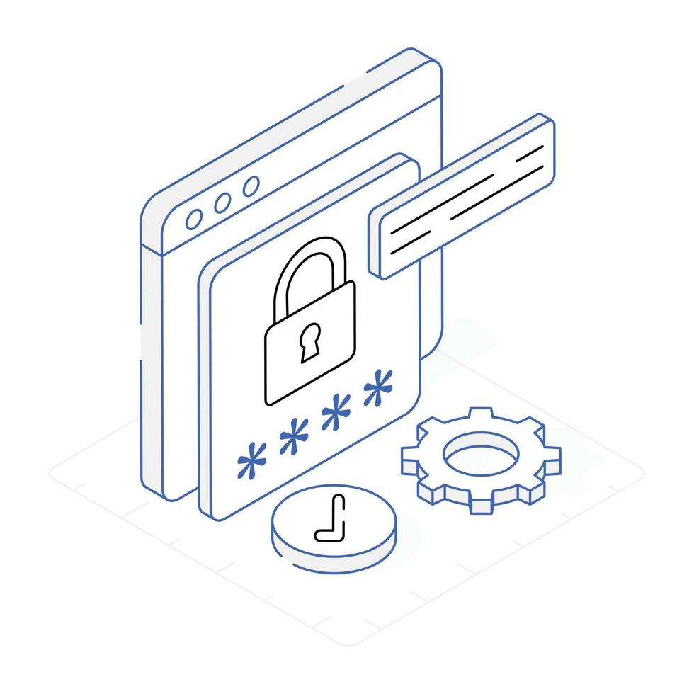 Website encryption isometric icon, editable design vector