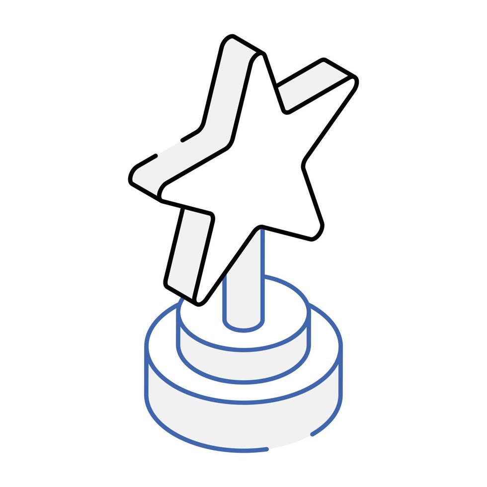 A captivating outline isometric icon of star trophy vector