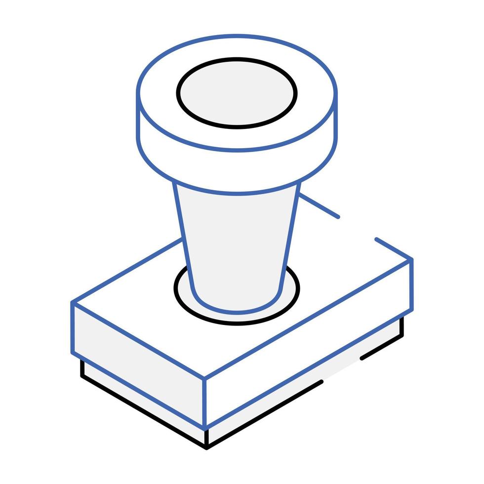 icono isométrico del esquema de descarga descriptiva del sello de la oficina vector