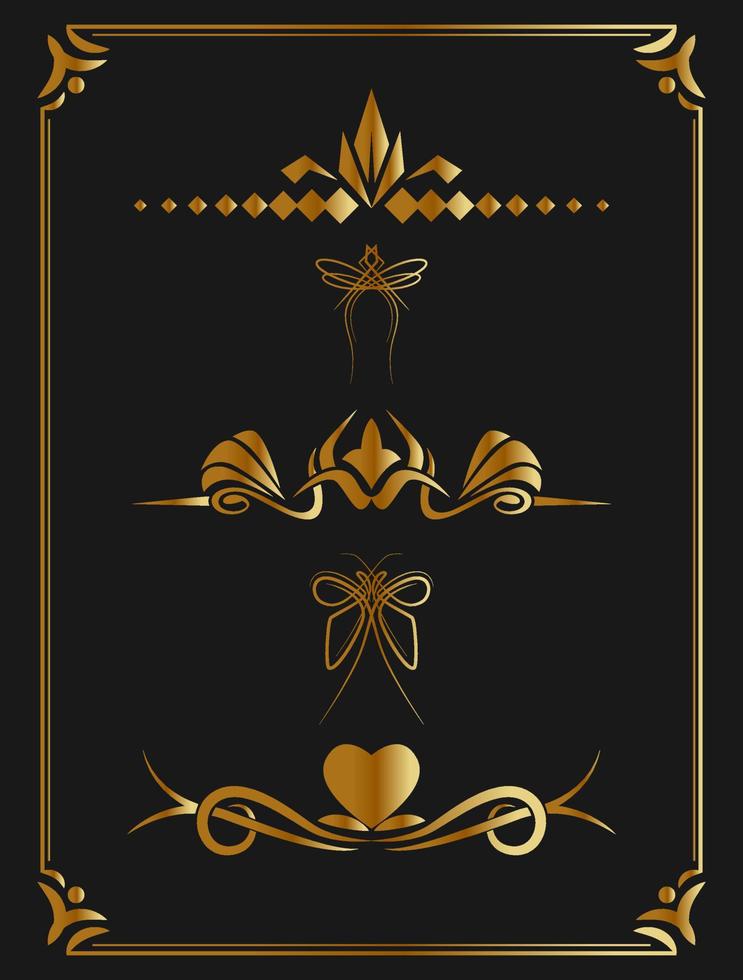 ornament vector, name tag, gold decoration vector