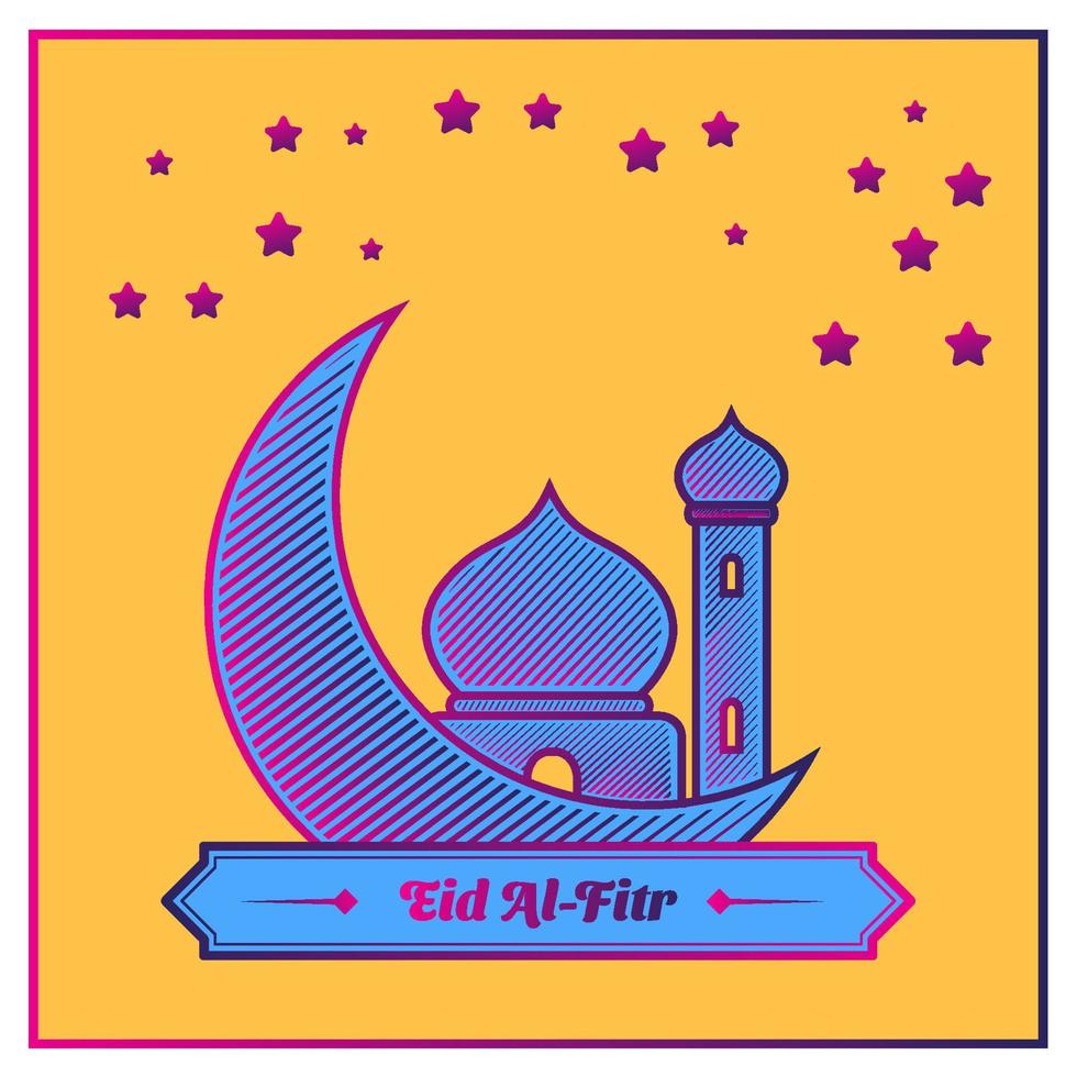 eid al-fitr banner  cartoon style vector
