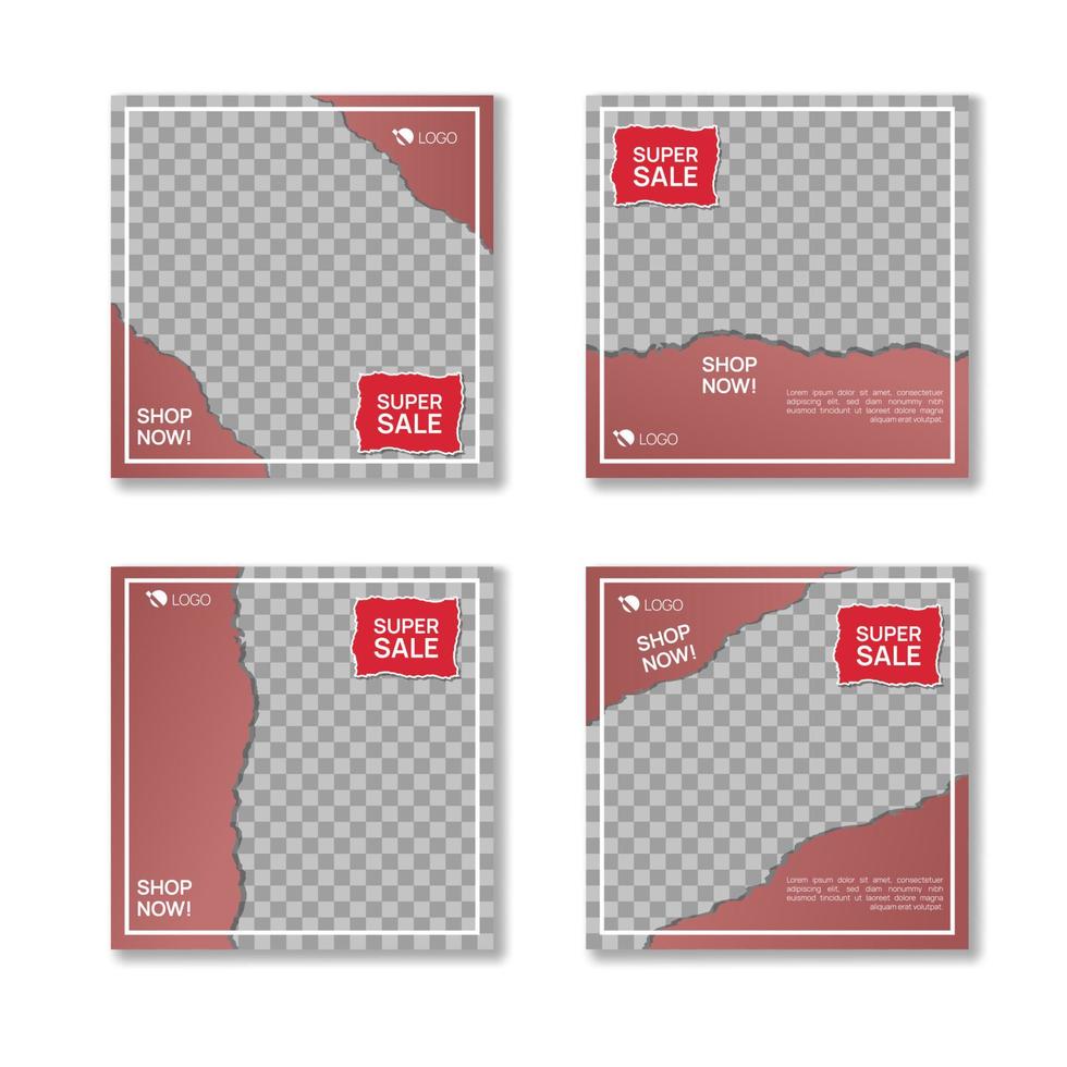 social media template, torn paper pattern vector