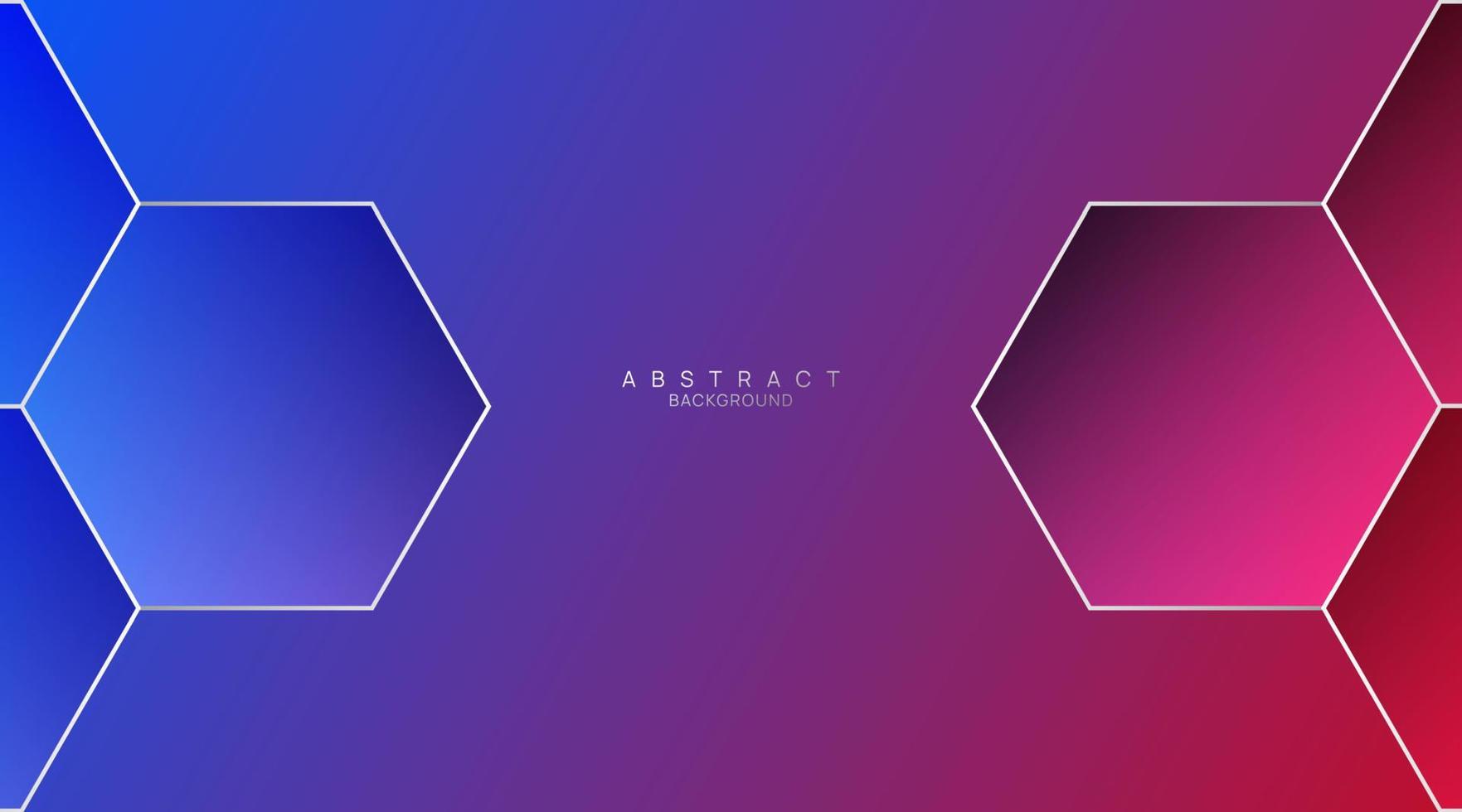 abstract background, red blue gradient with hexagonal vector