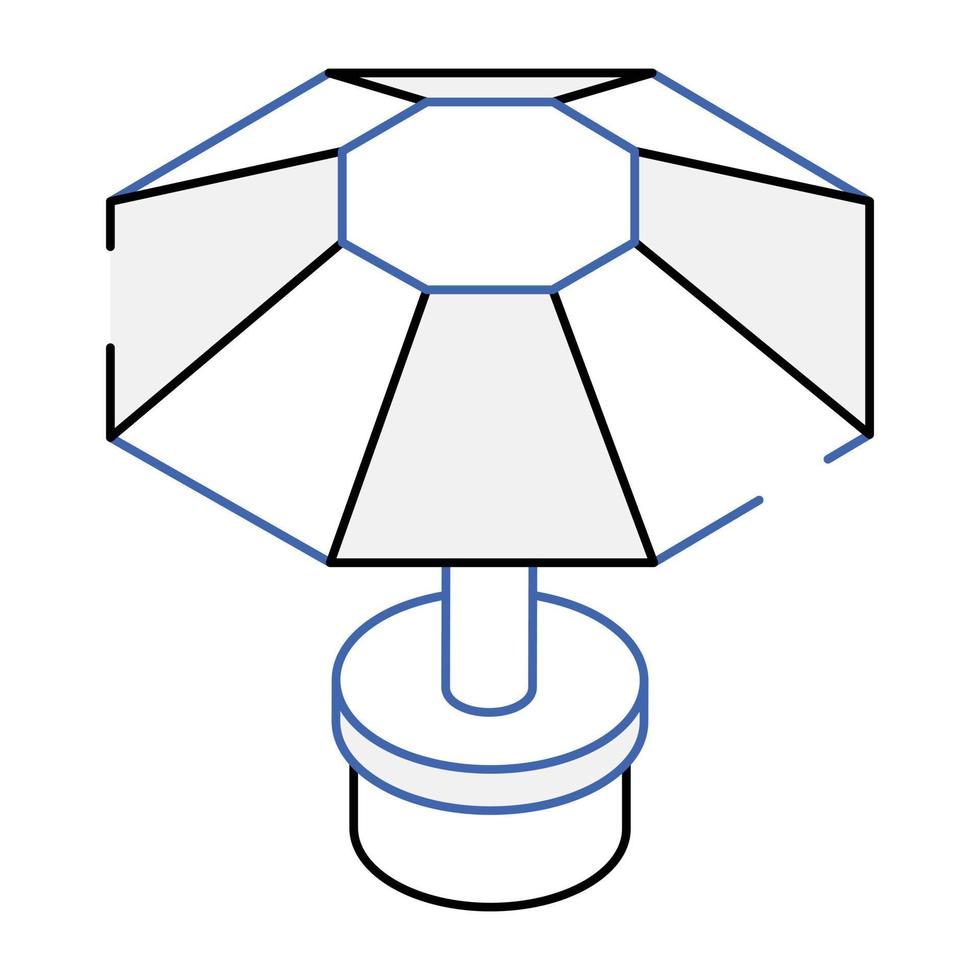 icono isométrico de contorno diseñado creativamente de sombrilla de patio vector