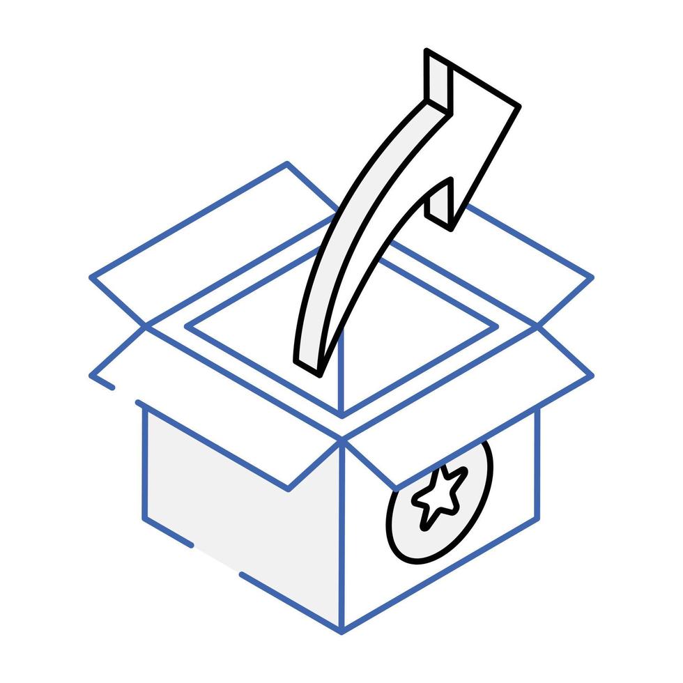 Premium outline isometric icon of unboxing vector