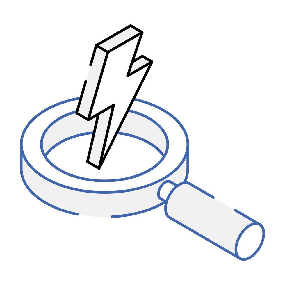 Isometric editable icon of search power vector