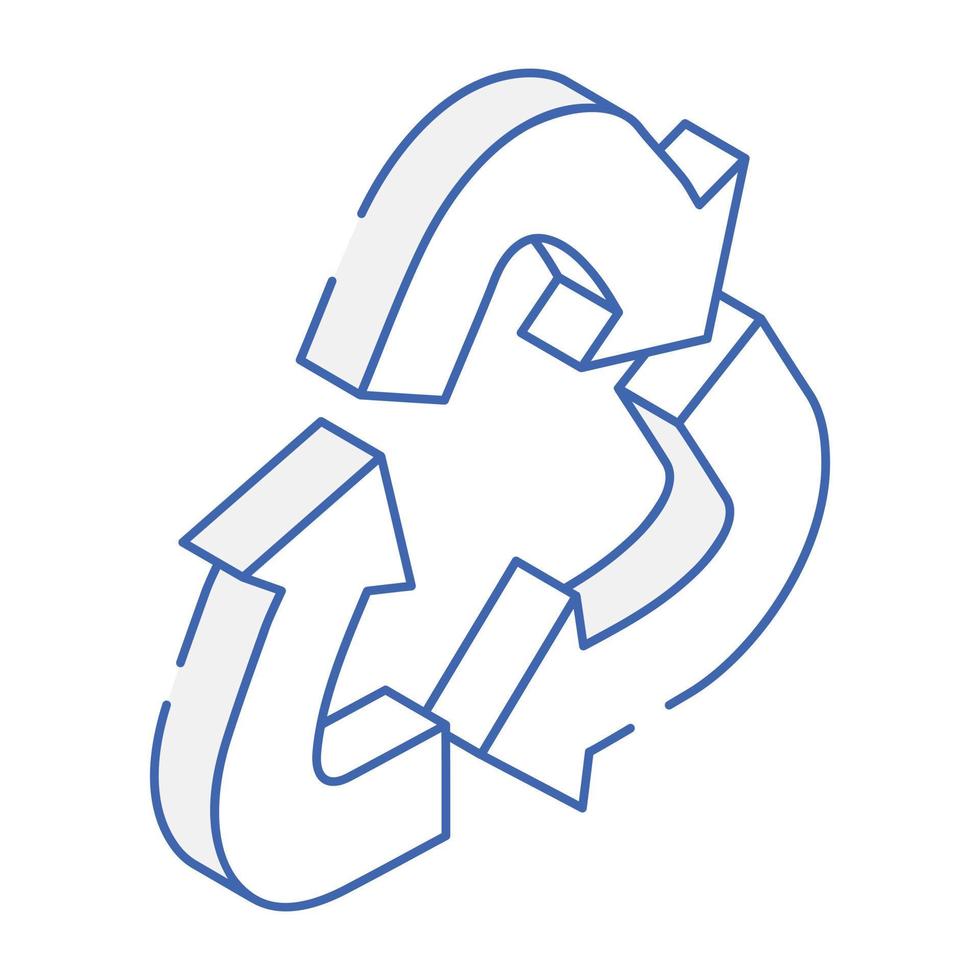 An icon of recycling arrows isometric design vector
