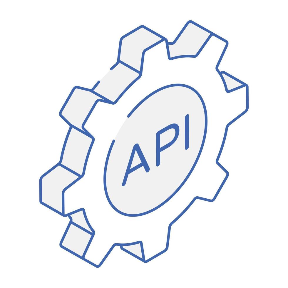 An icon of api in isometric vector