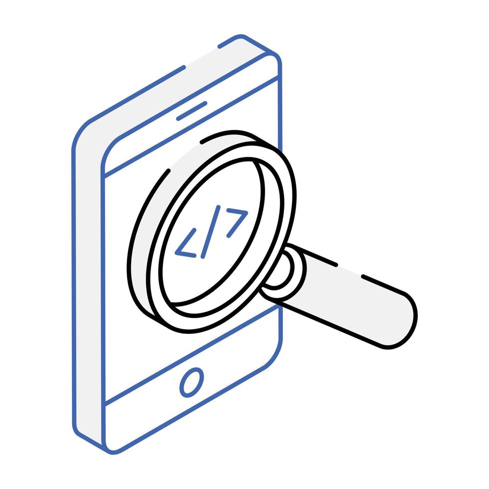 Modern isometric icon of code search vector