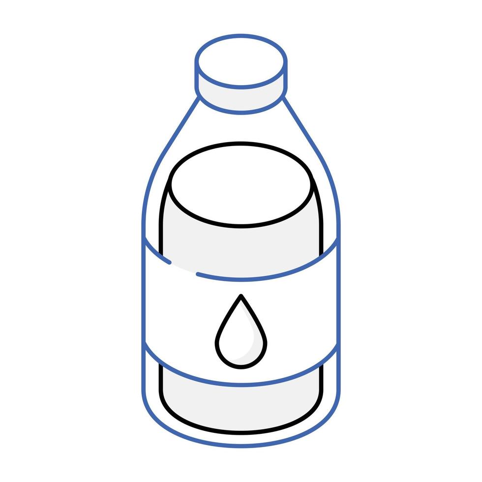 un diseño de icono isométrico de botella de agua vector