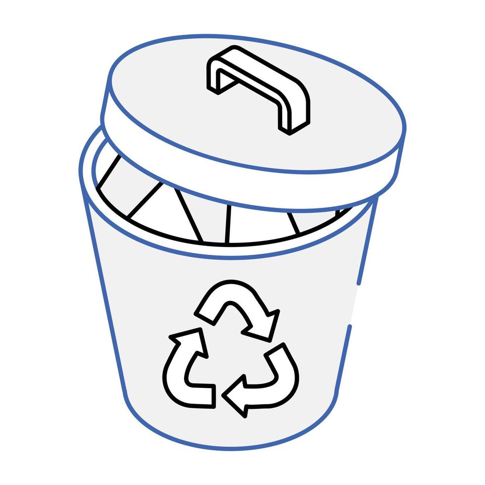 A recycle bin icon in isometric vector