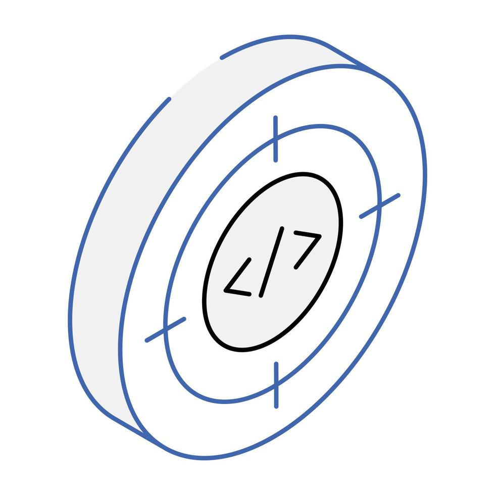 A code target isometric outline icon vector