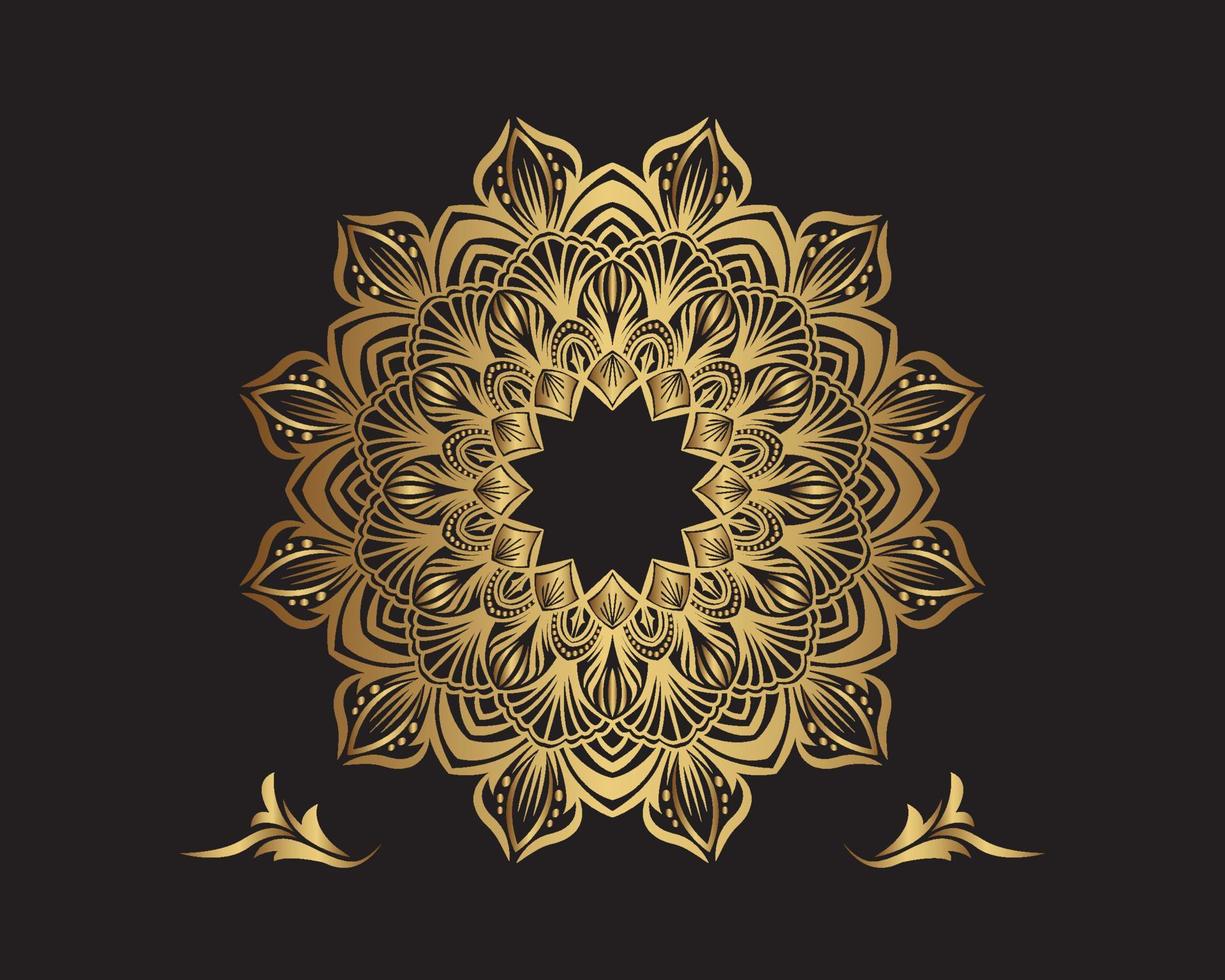 gold mandala design round ornament vector