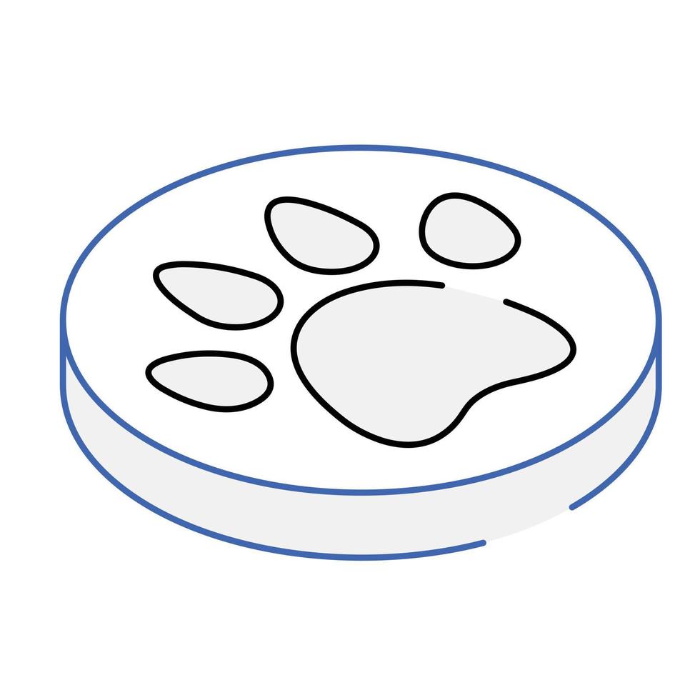 An animal paw, footprint isometric icon vector