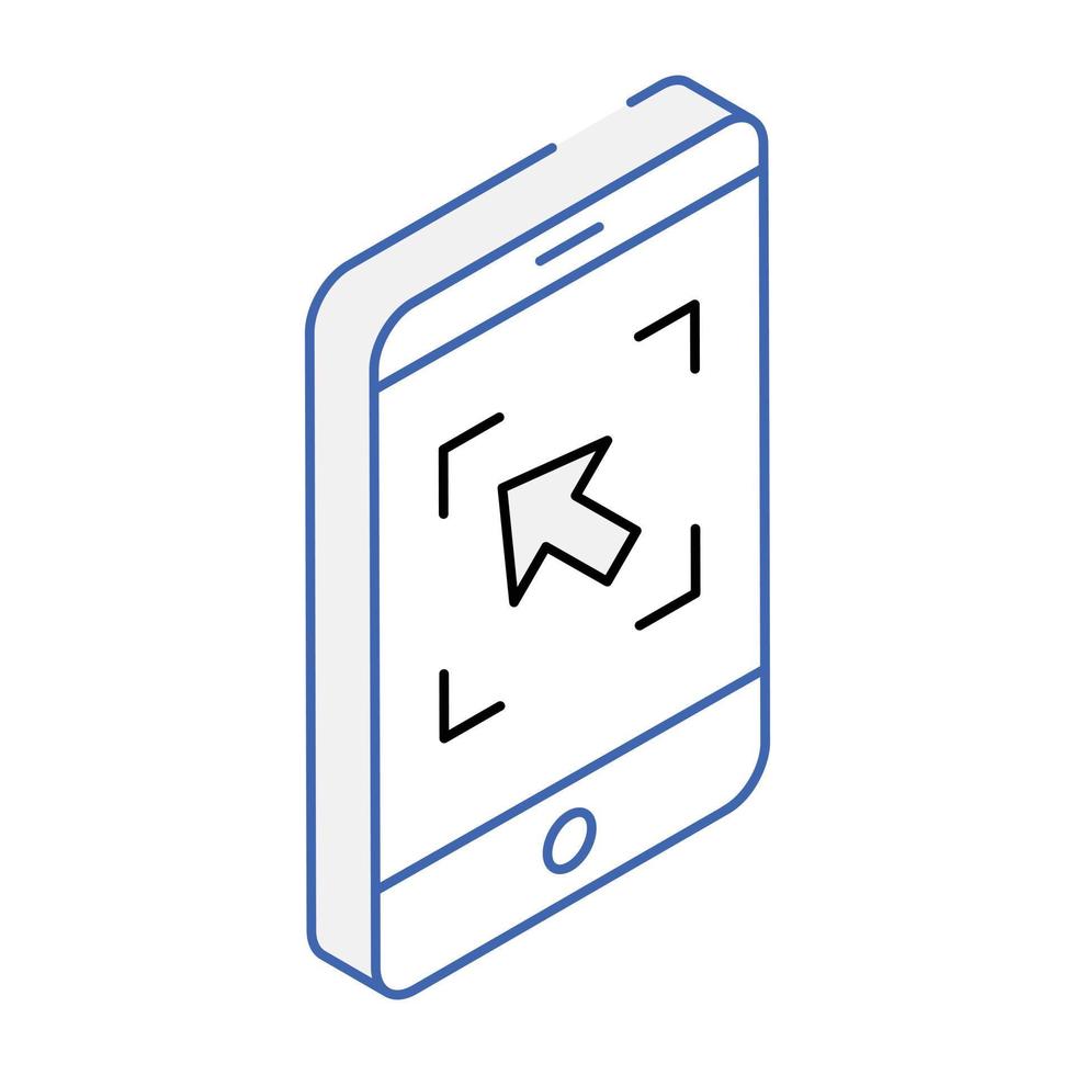 Icon of mobile click in isometric design vector