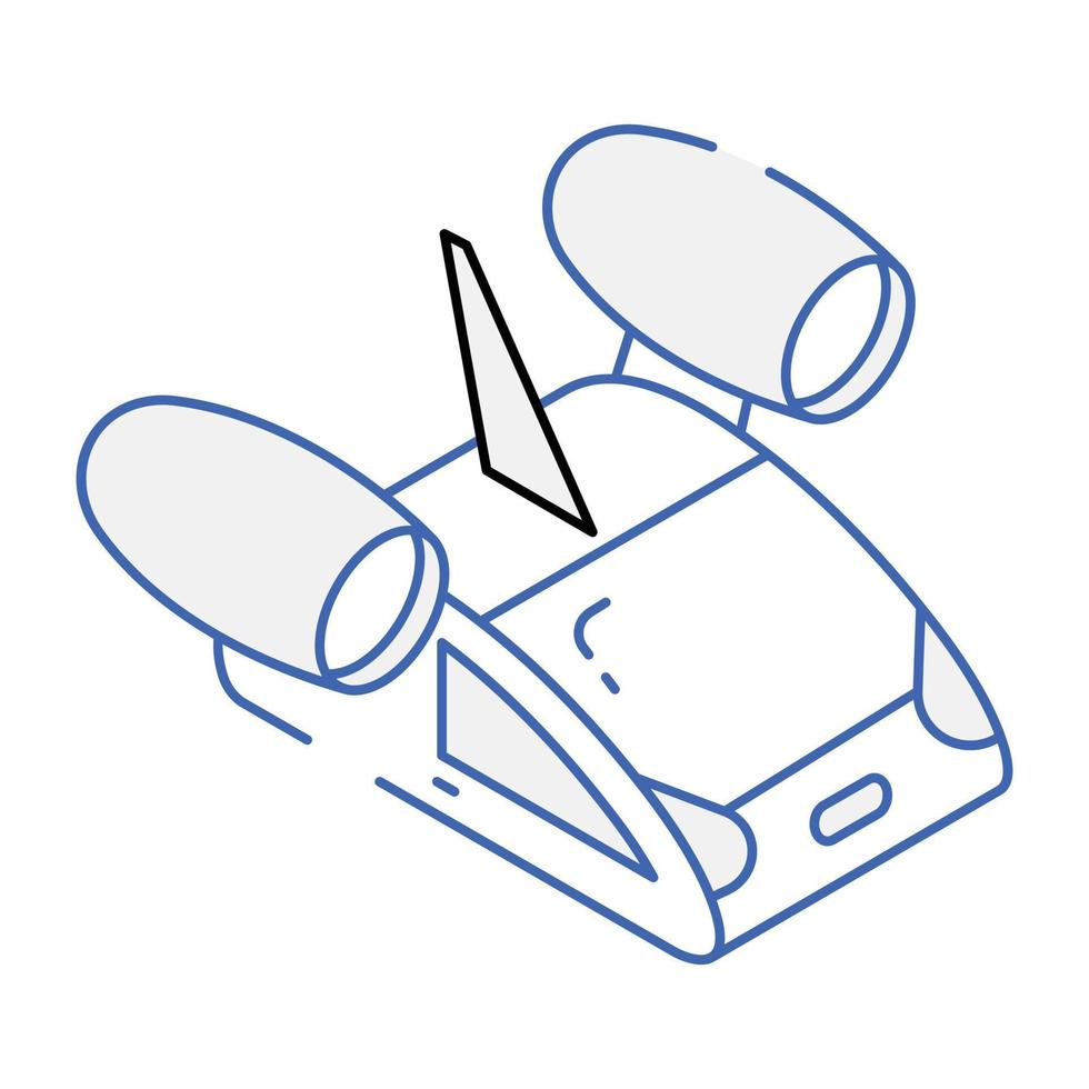 A flying car isometric icon download vector