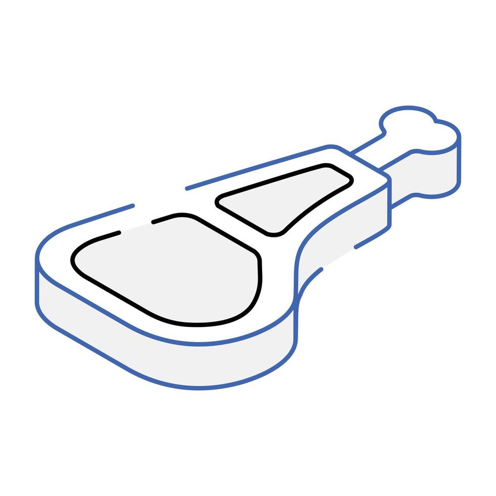 An editable outline isometric icon of ham vector