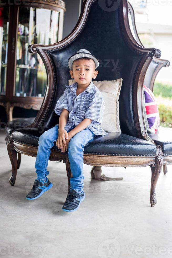 Boy deep in thought photo