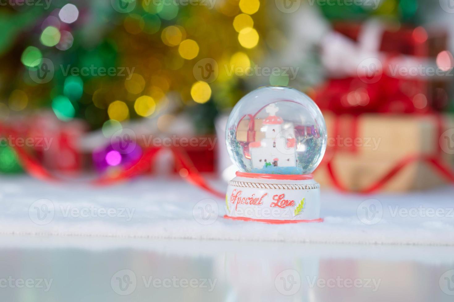 Beautiful gift with Christmas ornaments. photo
