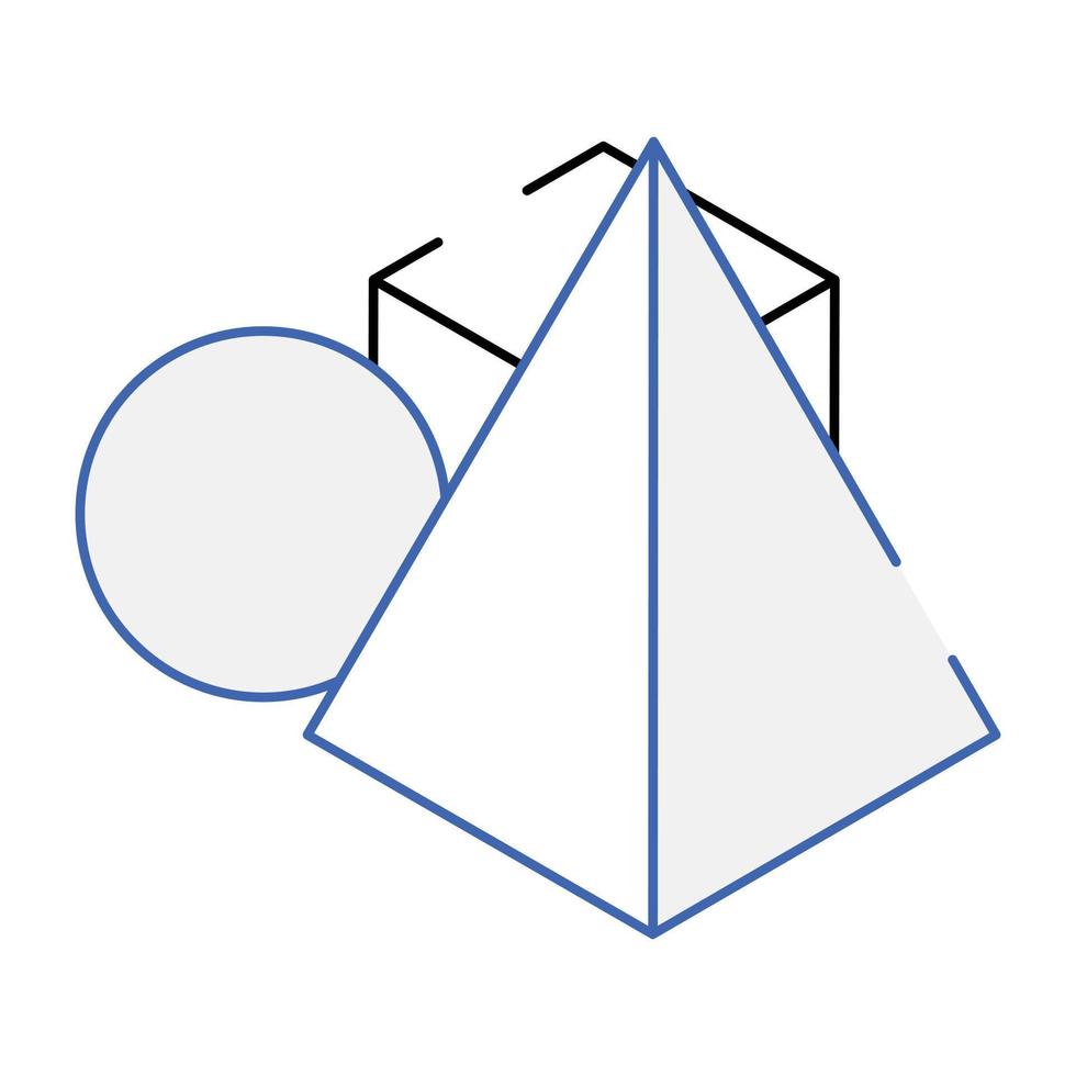 An isometric icon of geometrical shapes vector