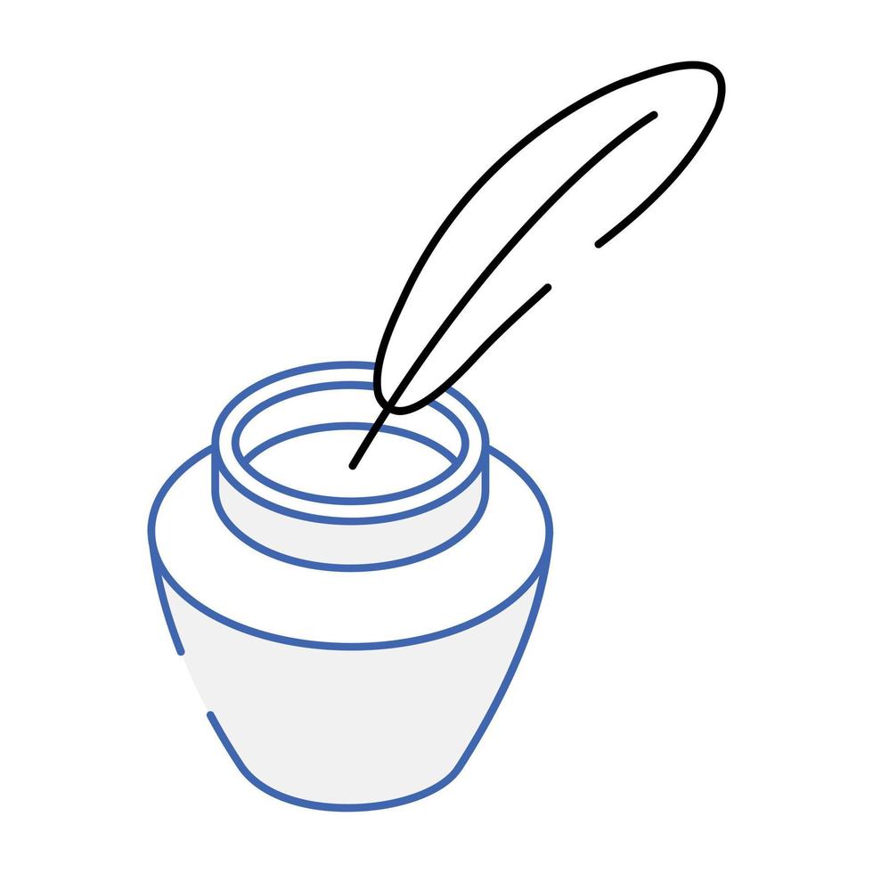 A scalable isometric icon of quill pen vector