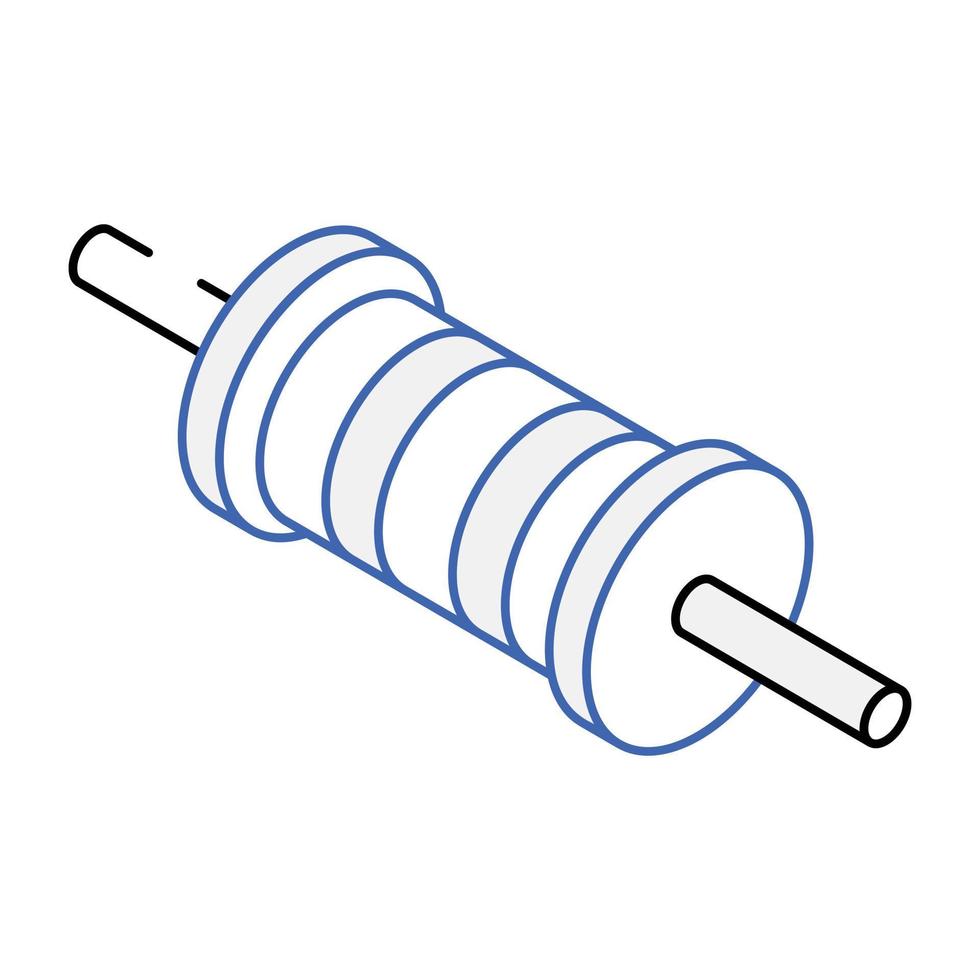 Electrical component, isometric icon of resistor vector