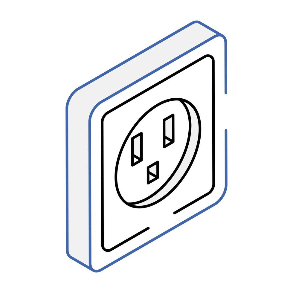 An isometric icon of power outlet vector