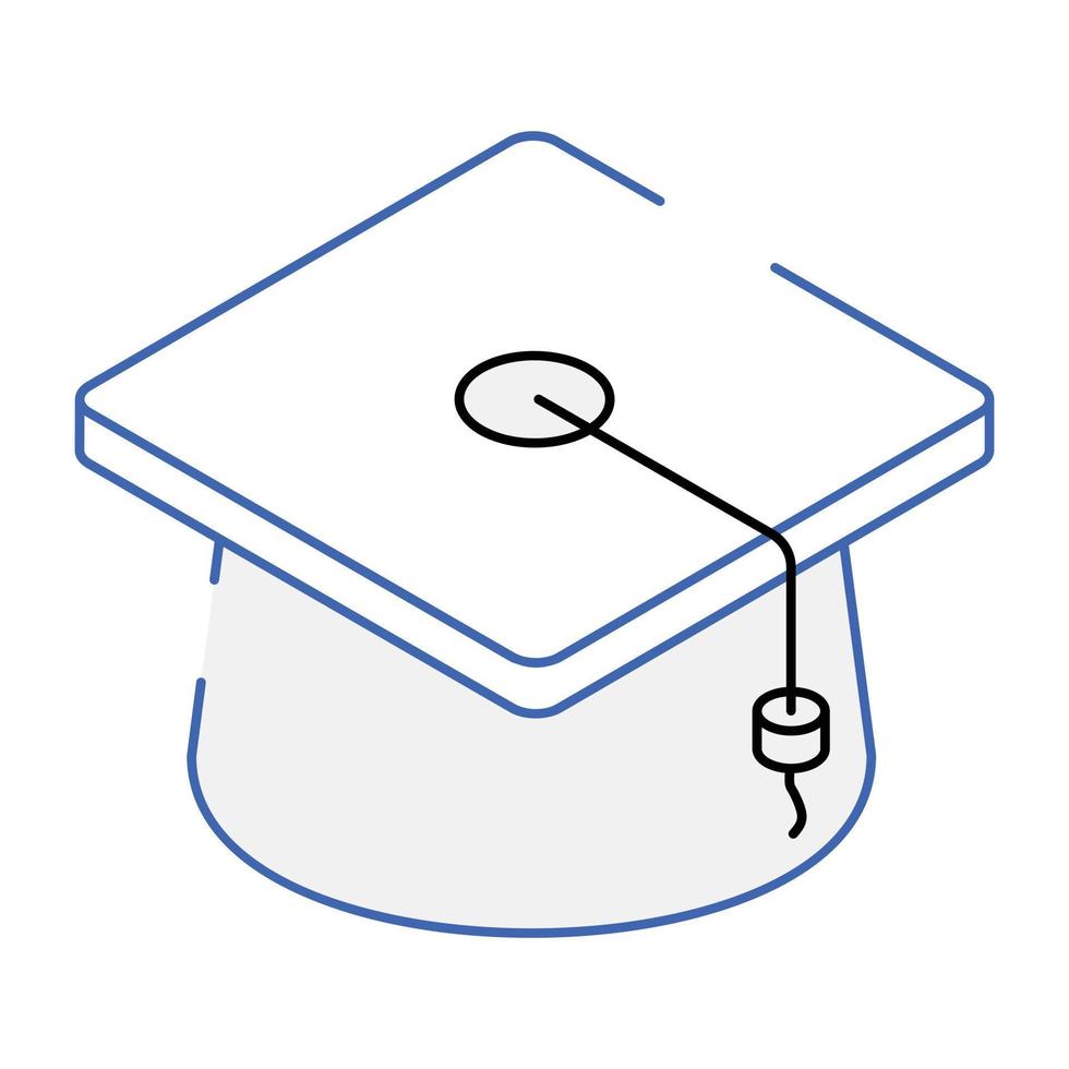 Trendy outline isometric icon of mortarboard vector