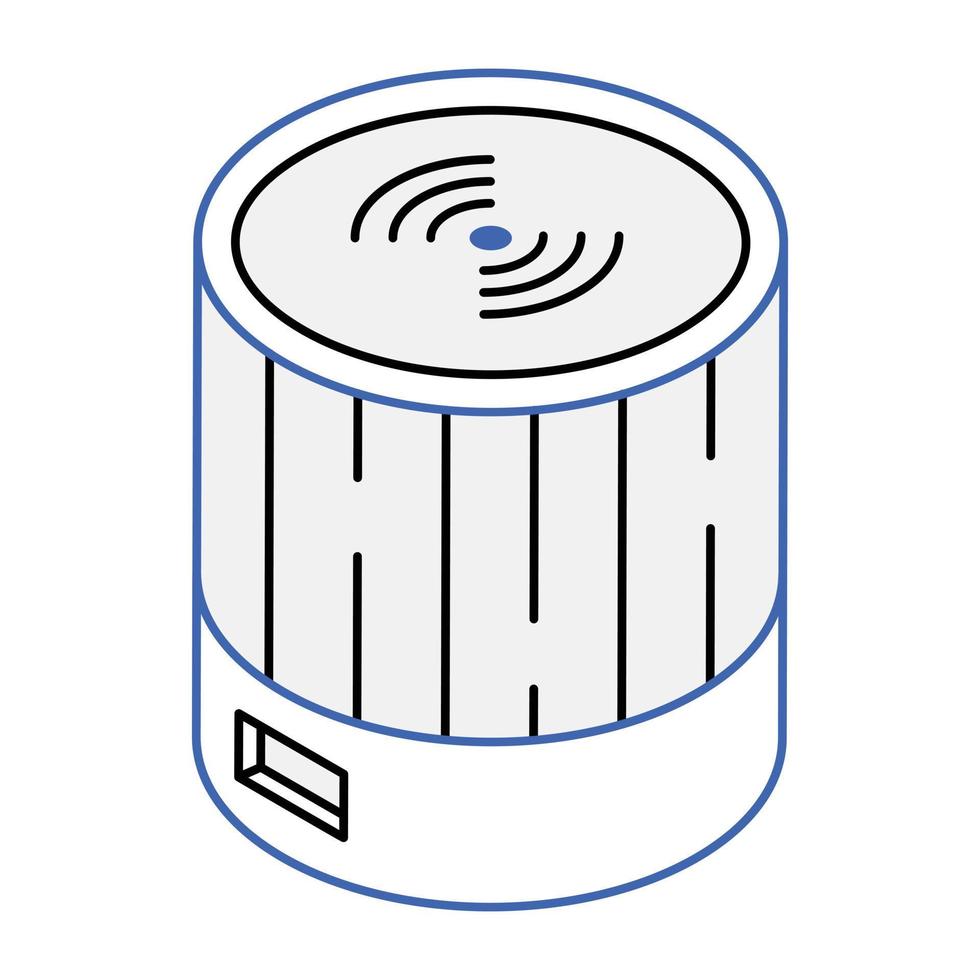 Trendy outline isometric icon of smart speaker vector