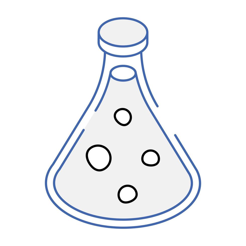 An icon of conical flask isometric design vector