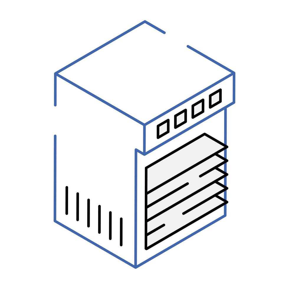 Get this editable isometric icon of baking oven vector
