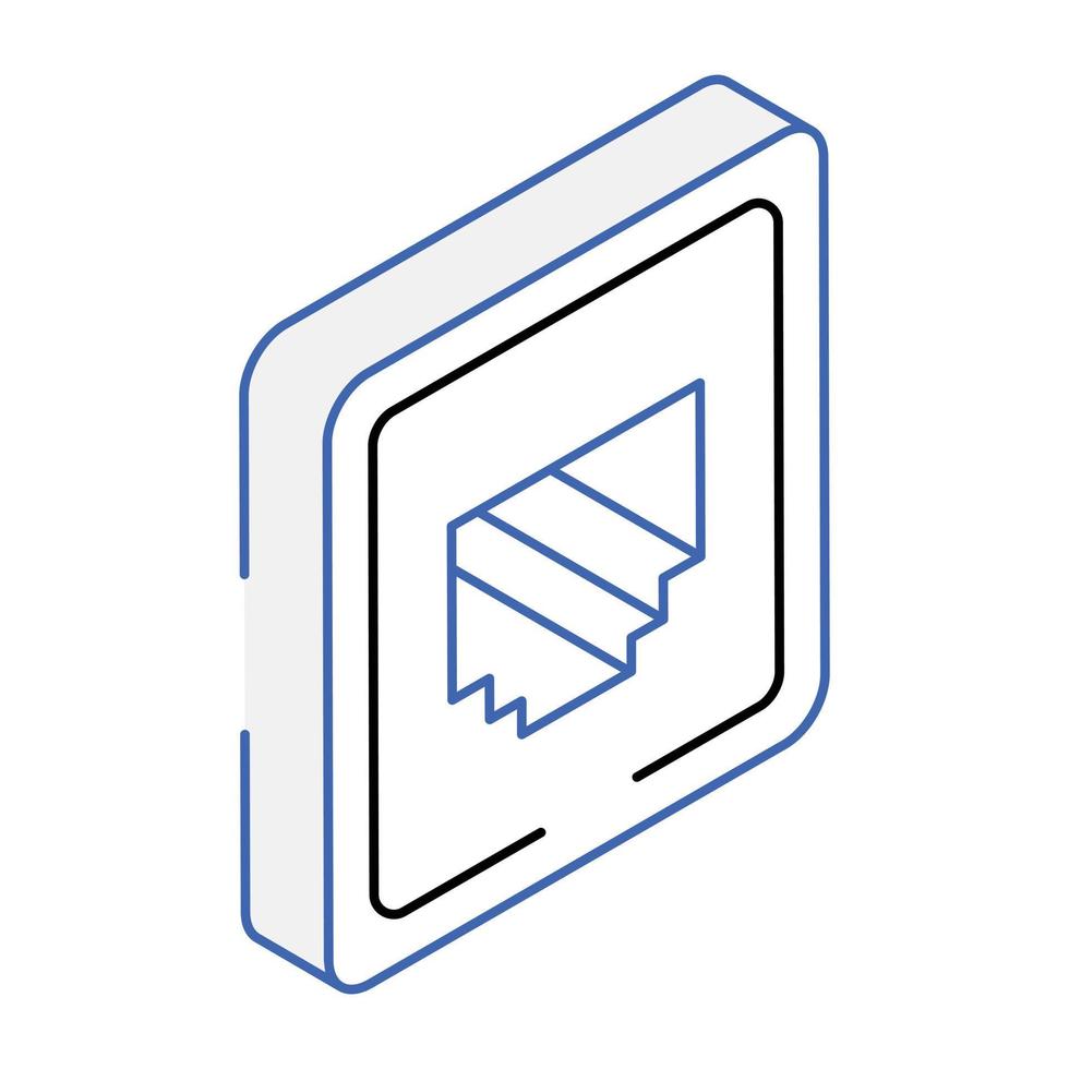 An outline isometric icon of network port vector