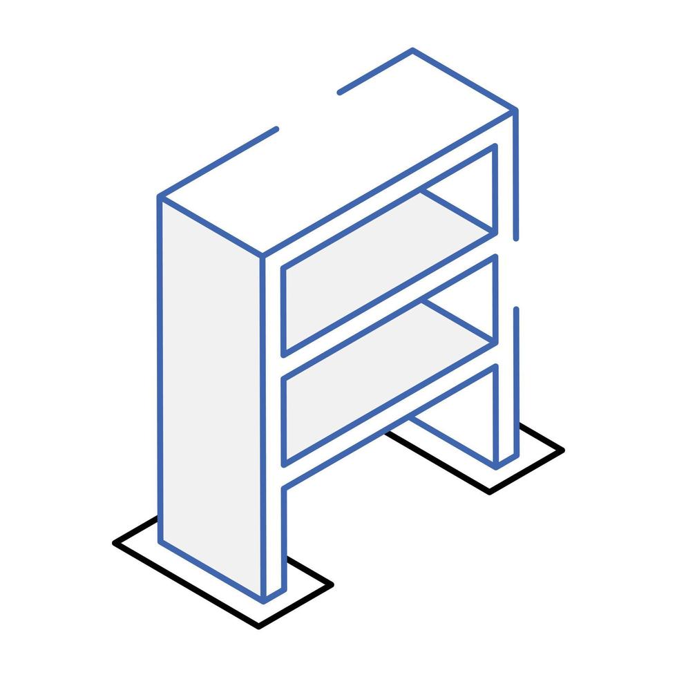 A handy isometric icon of bookshelf vector