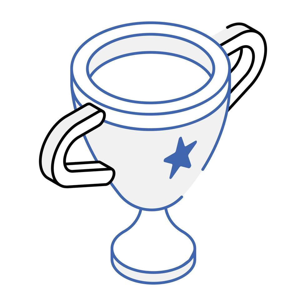 A captivating outline isometric icon of star trophy vector