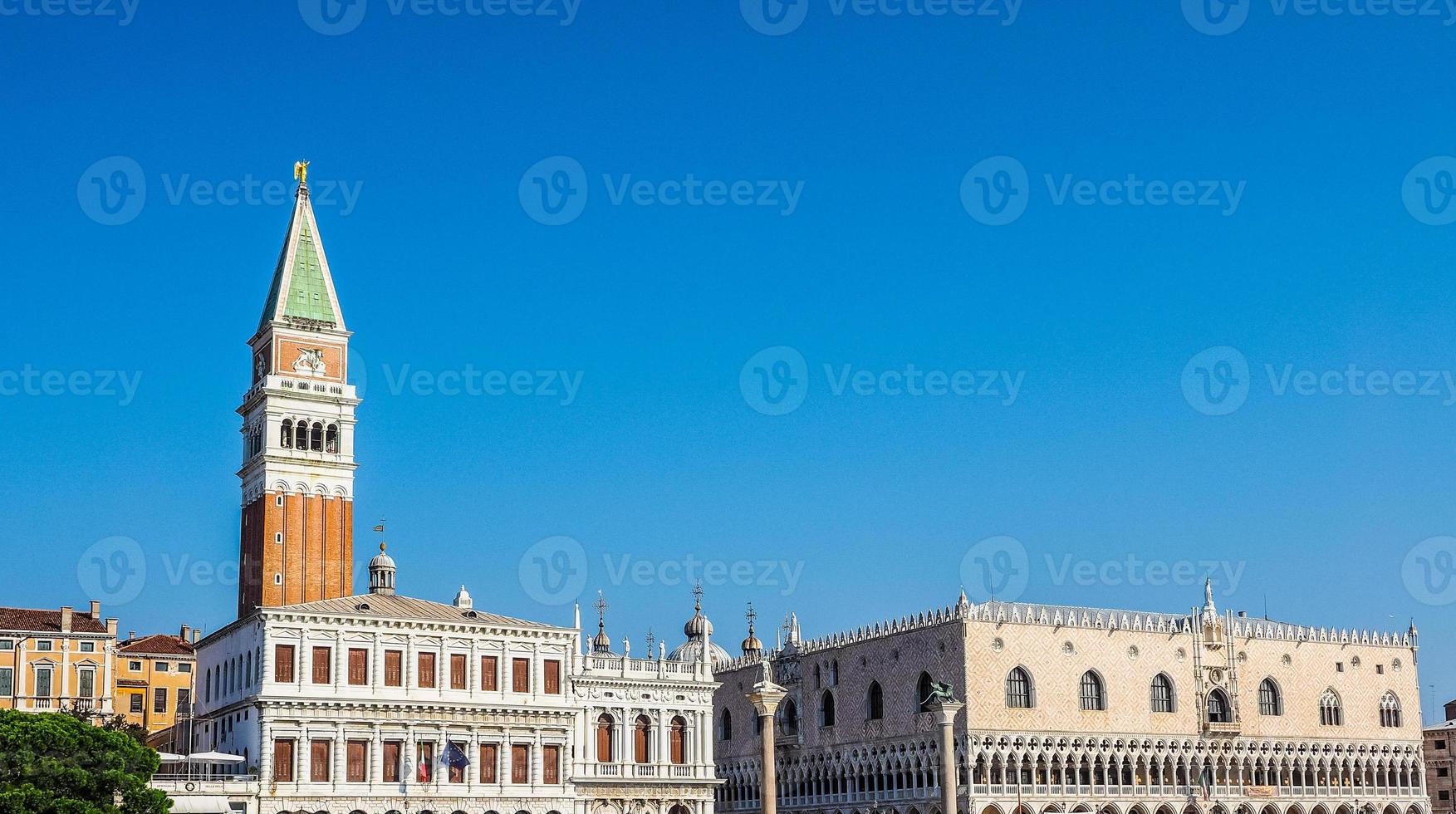 HDR St Mark square seen fron St Mark basin in Venice photo