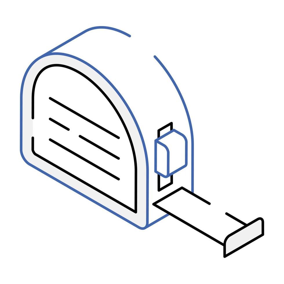 Isometric icon of inches tape is customizable vector